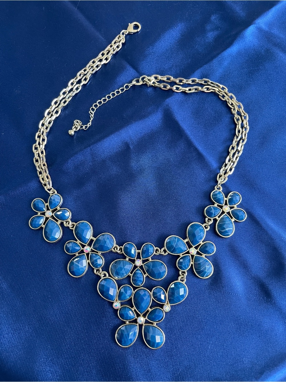 Blue Floral Statement Necklace - Brand: